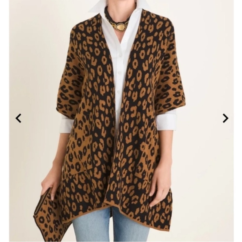 Chico's Animal Print Poncho in Black and Tan